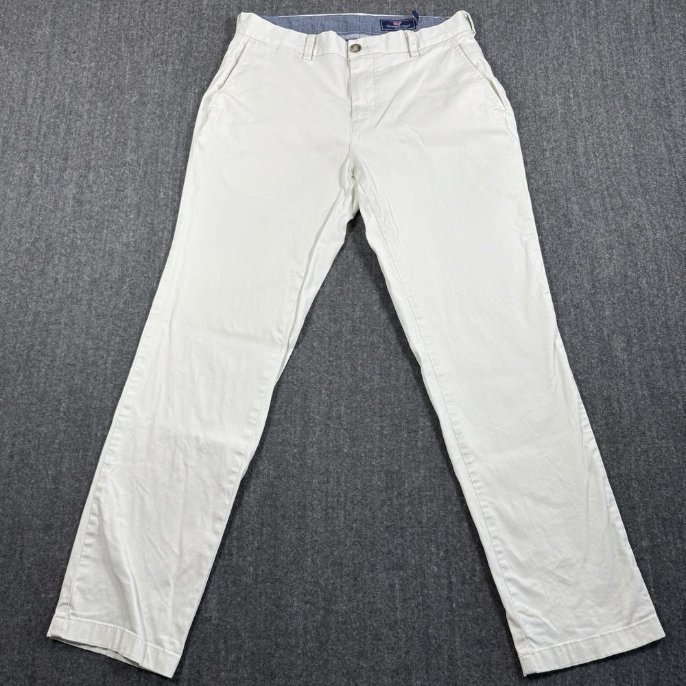 Vineyard Vines Breaker Pants Men's 33x30 White Stretch Chino Cotton